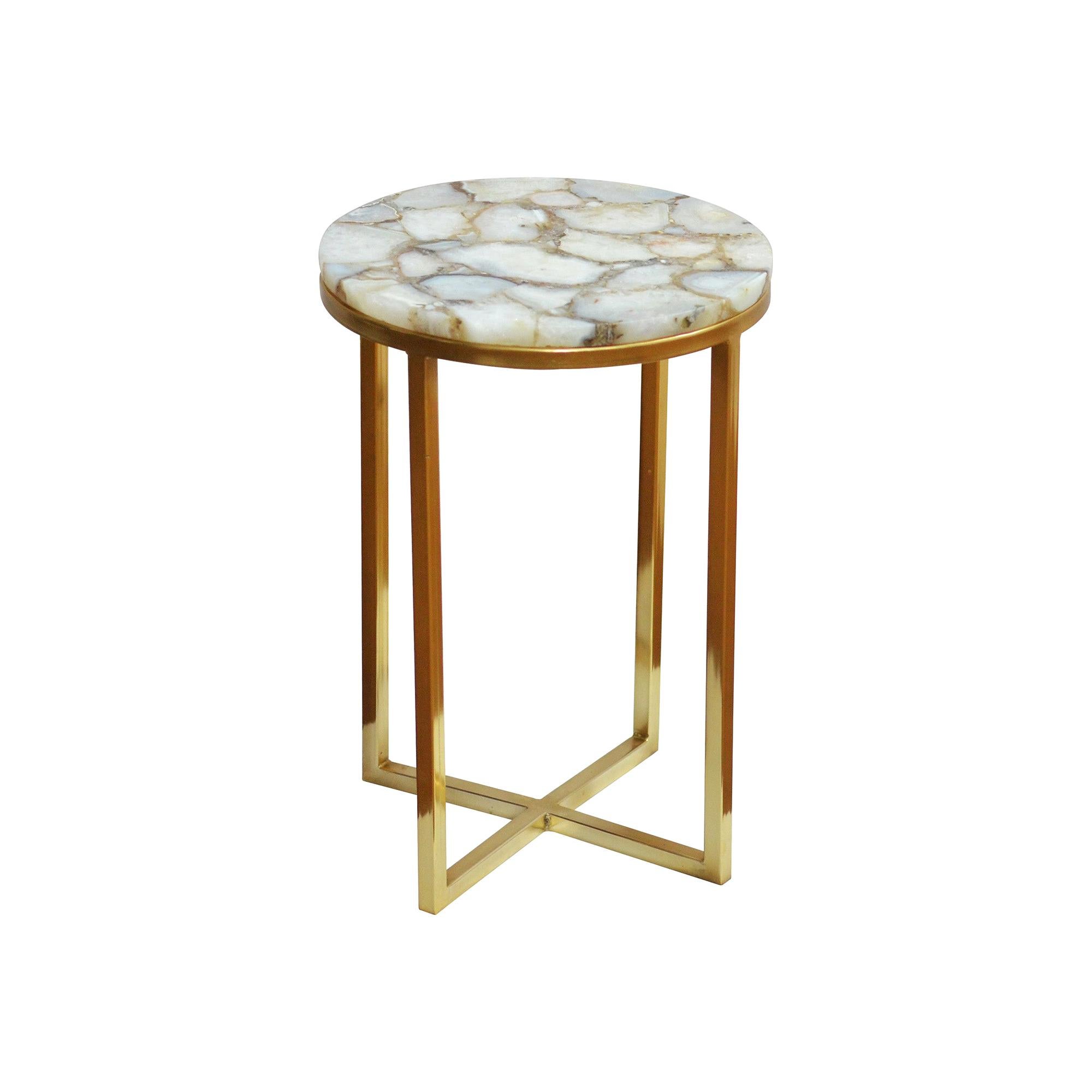 Salida Table in White and Gold Steel by CuratedKravet