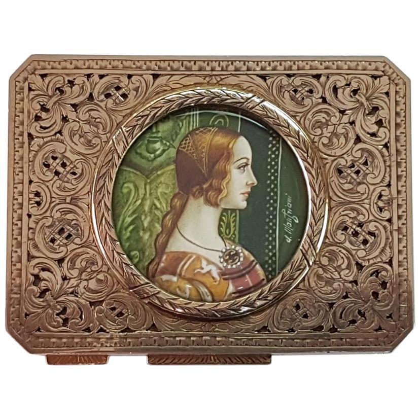 Salimbeni Art Deco Sterling Silver Gold Plate Table Box For Sale