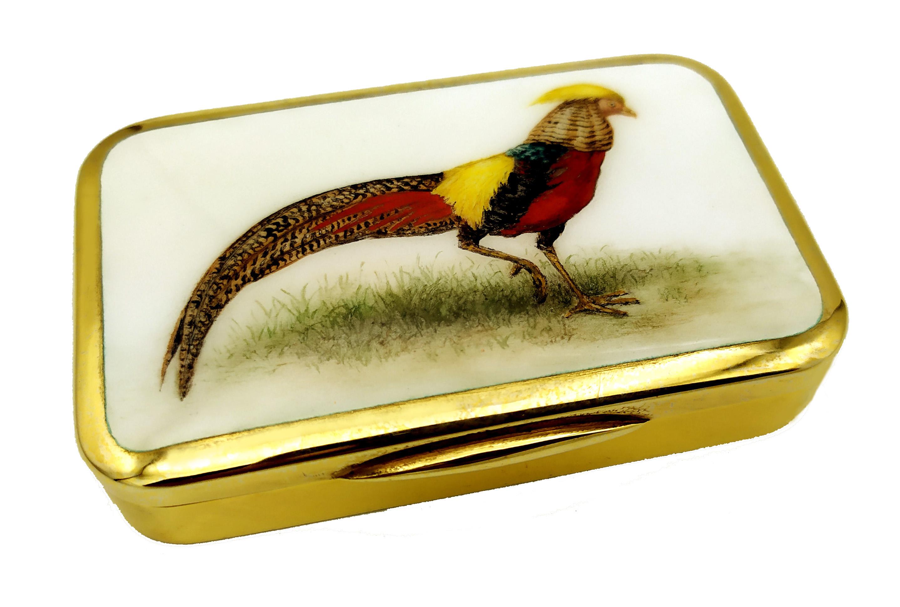 Salimbeni Cigarette Case Art Nouveau Style Hand-Painted Miniature Pheasant In Excellent Condition For Sale In Firenze, FI