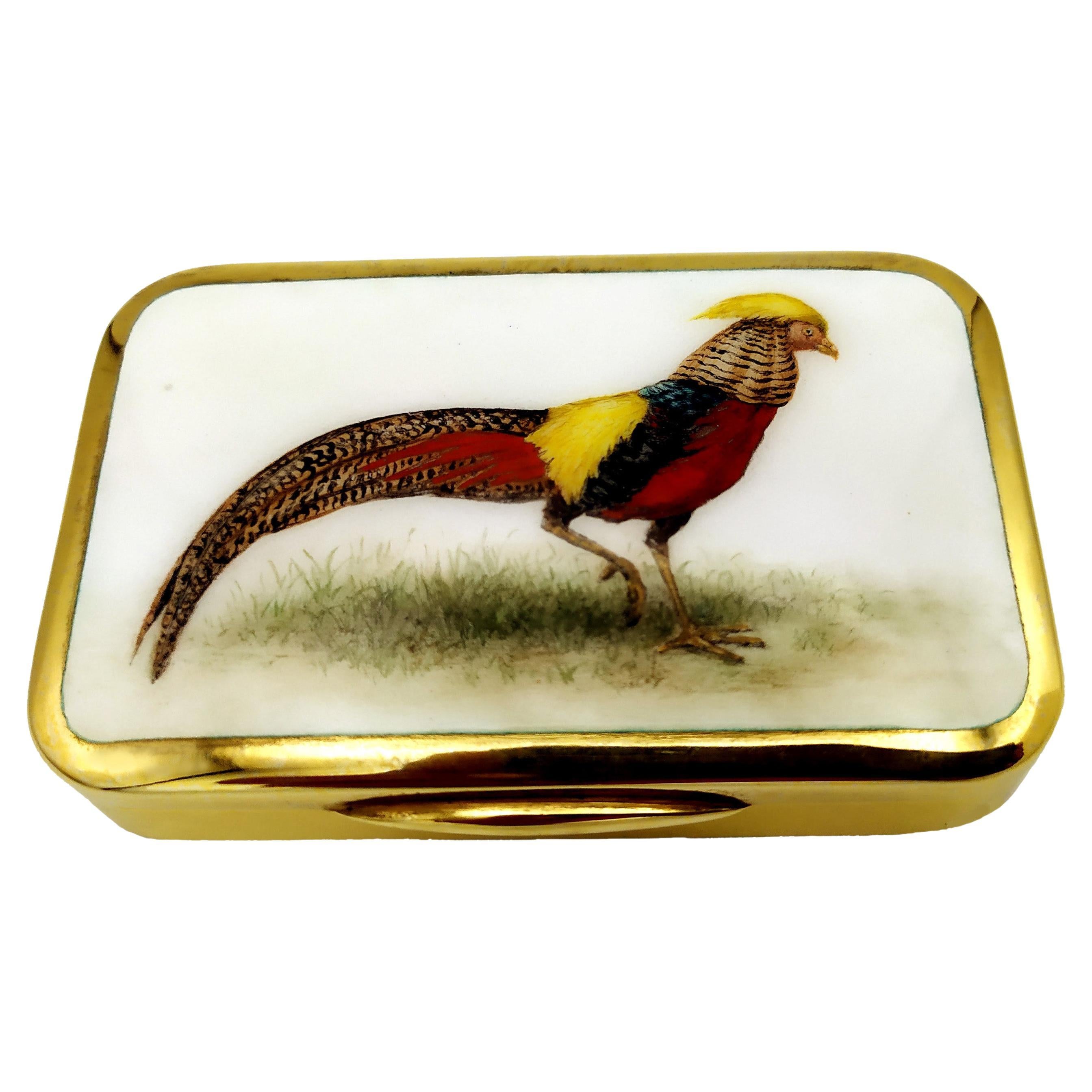Pitillera Salimbeni Estilo Art Nouveau Pintada a Mano Faisán en Miniatura