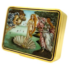 Renaissance Style Guilloche Enamel Box Reproducing "Birth of Venus" Salimbeni