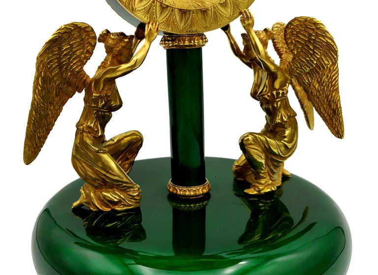 Salimbeni Green Centerpiece with Clock Fired Enamels on Guillochè For Sale 9