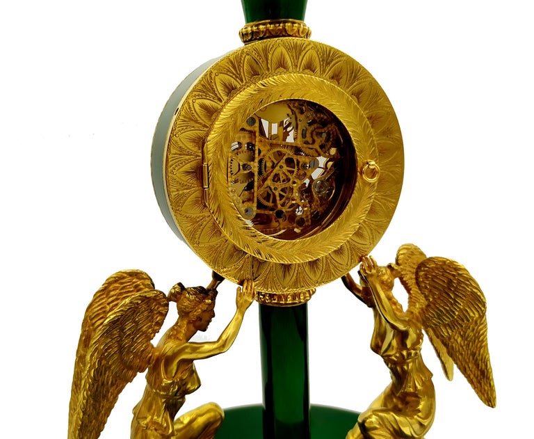 Salimbeni Green Centerpiece with Clock Fired Enamels on Guillochè For Sale 10