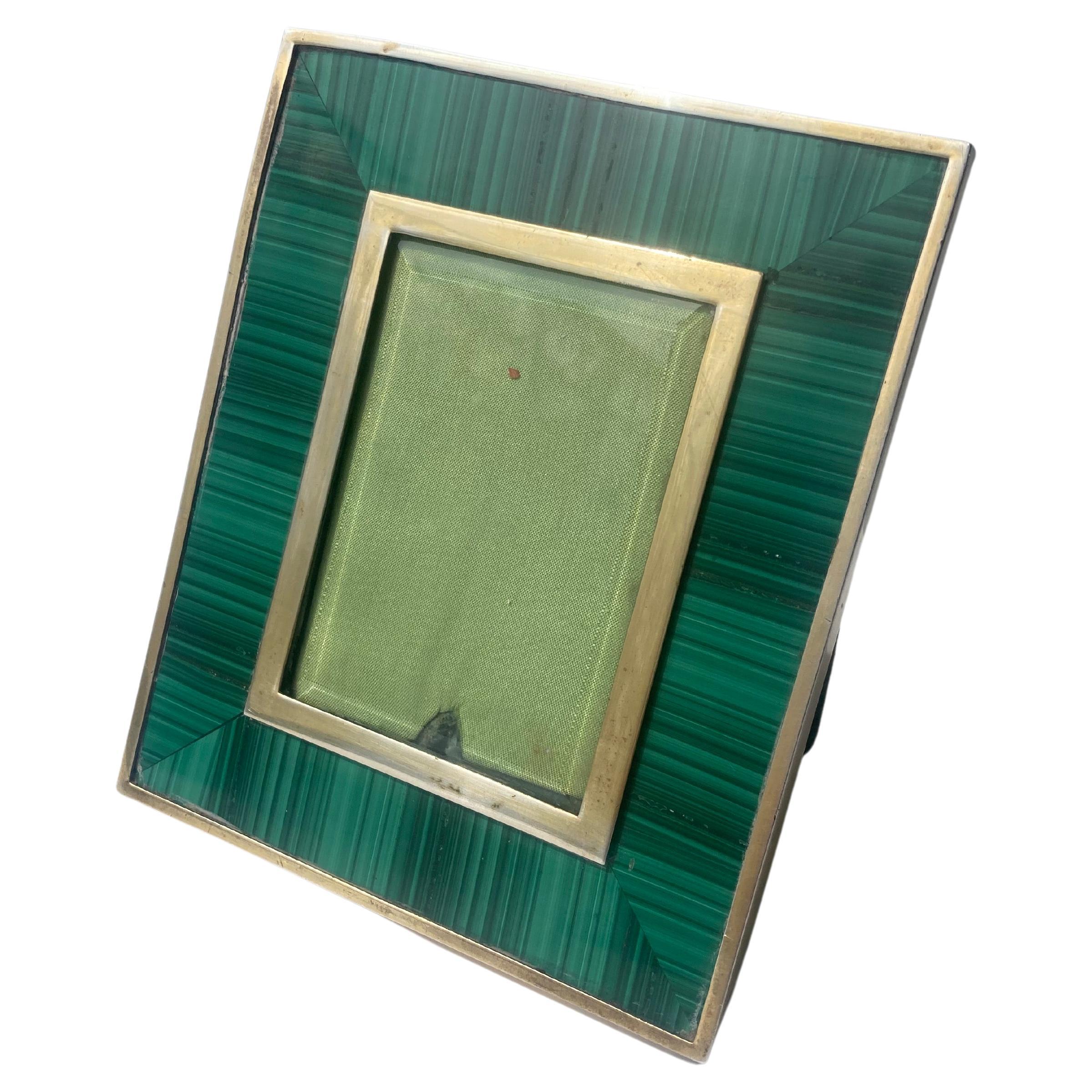 Salimbeni  Luxe sterling silver,  gilt and Malachite  picture frame Italy . For Sale