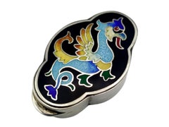 Salimbeni Pillbox Dragon Art Deco Sterling Silver Enamel
