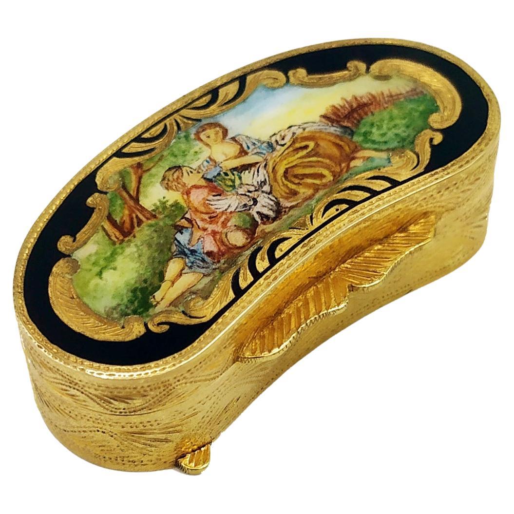 Pastillero Salimbeni con Miniatura Pintada a Mano en Estilo Luis XVI en venta