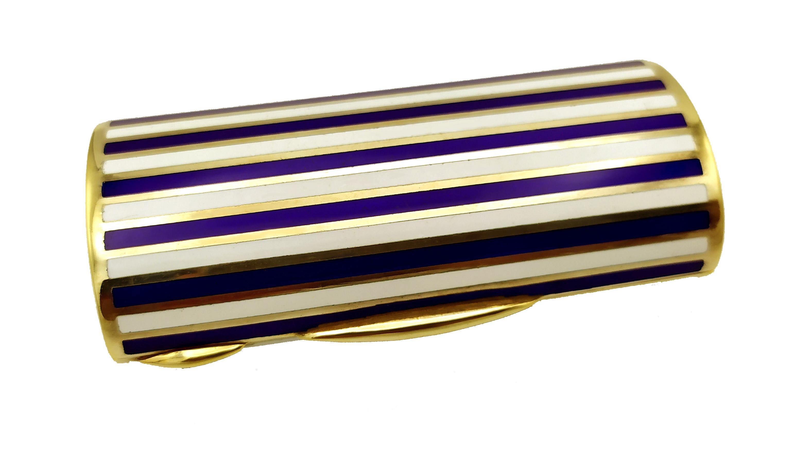 Salimbeni Purse Cigarette Case Two-Color Enamel Stripes Blue and White 1