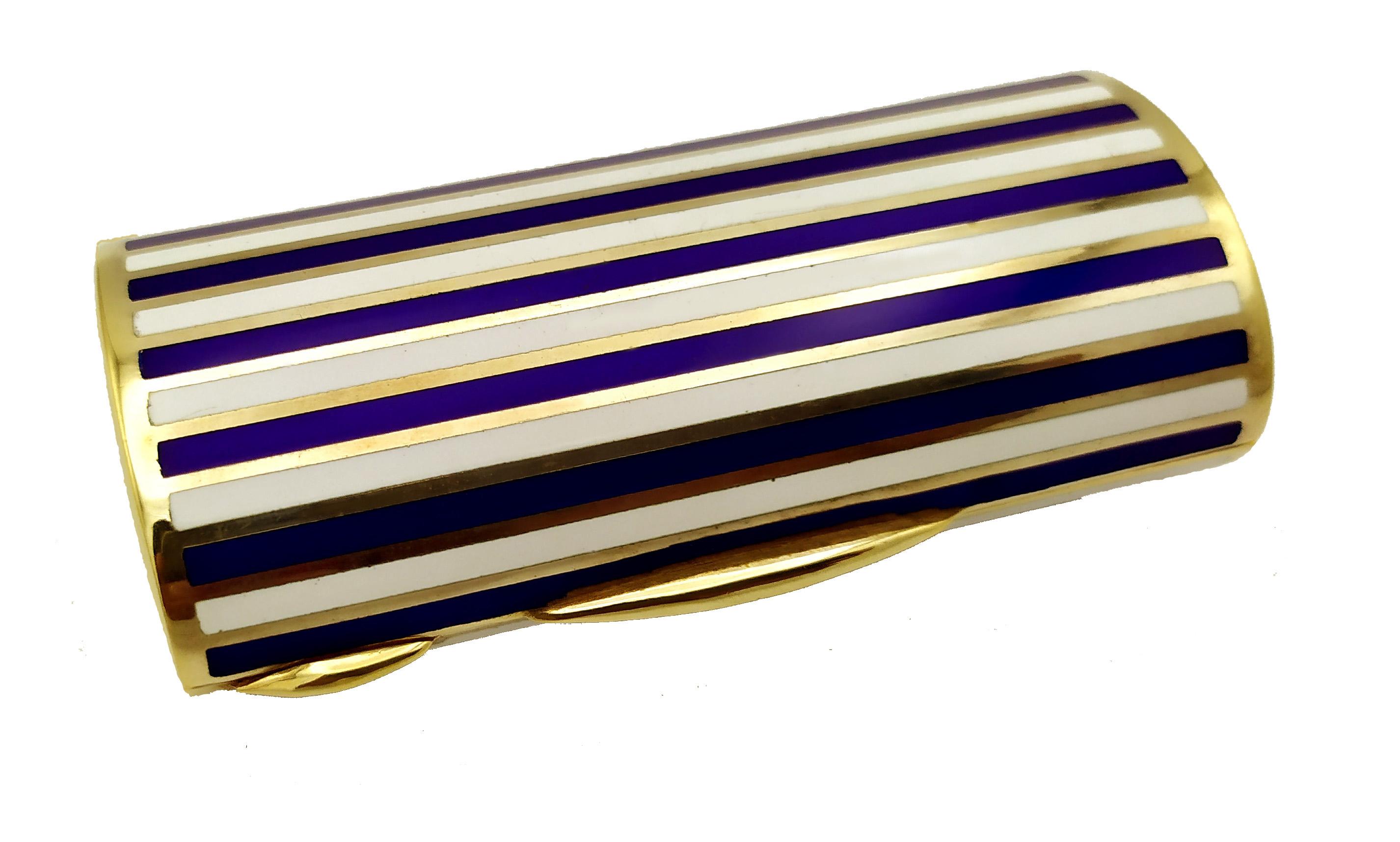 Salimbeni Purse Cigarette Case Two-Color Enamel Stripes Blue and White 2