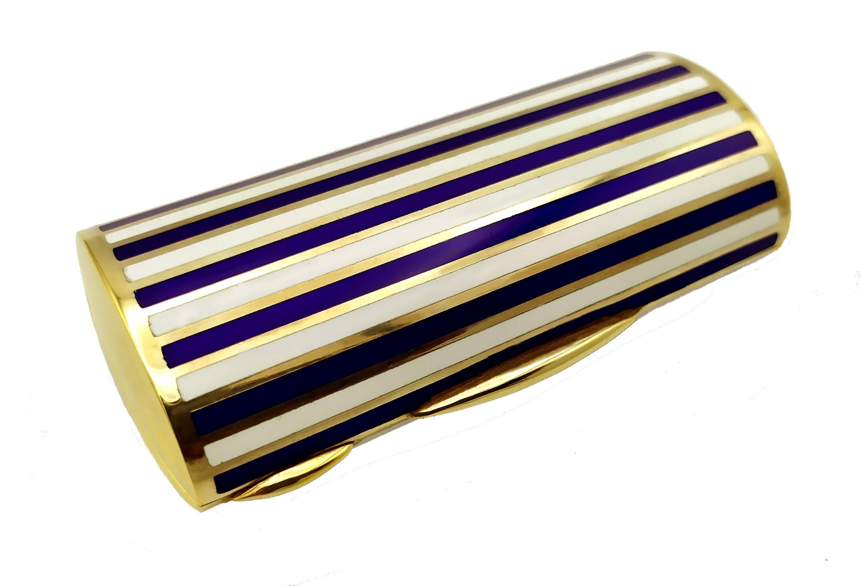 Salimbeni Purse Cigarette Case Two-Color Enamel Stripes Blue and White 3