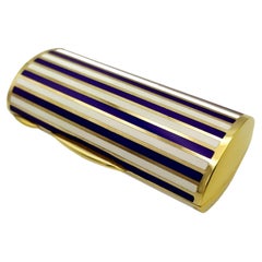 Salimbeni Purse Cigarette Case Two-Color Enamel Stripes Blue and White
