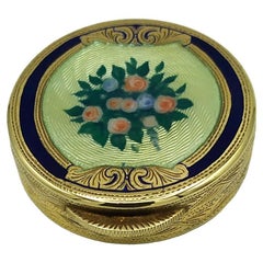 Salimbeni Round Pillbox with Flowers Handpainted Viennese Art Nouveau Style