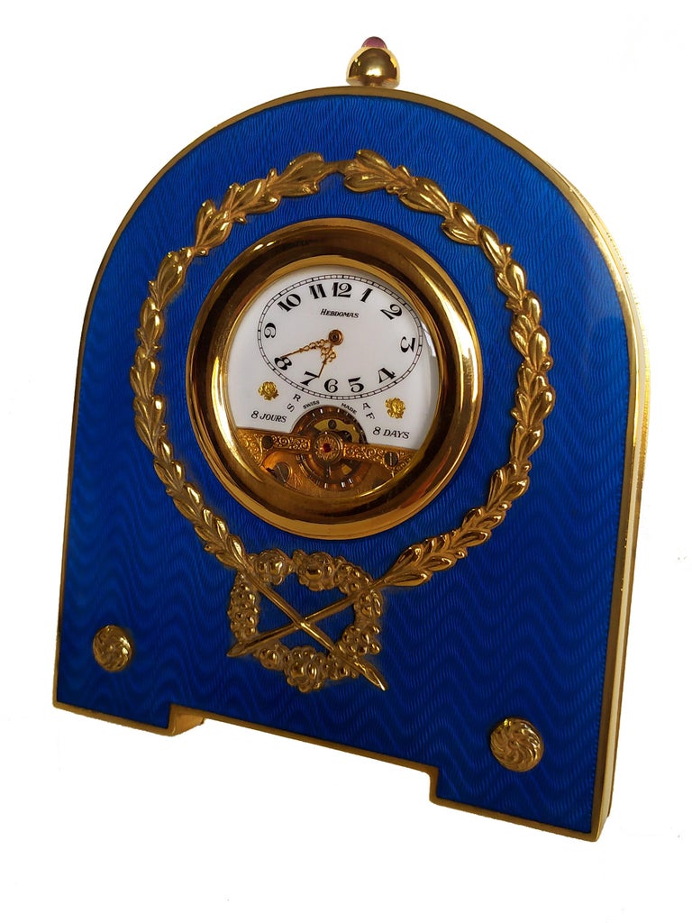 Salimbeni Shaped Blue Table Clock Empire Style In Excellent Condition For Sale In Firenze, FI