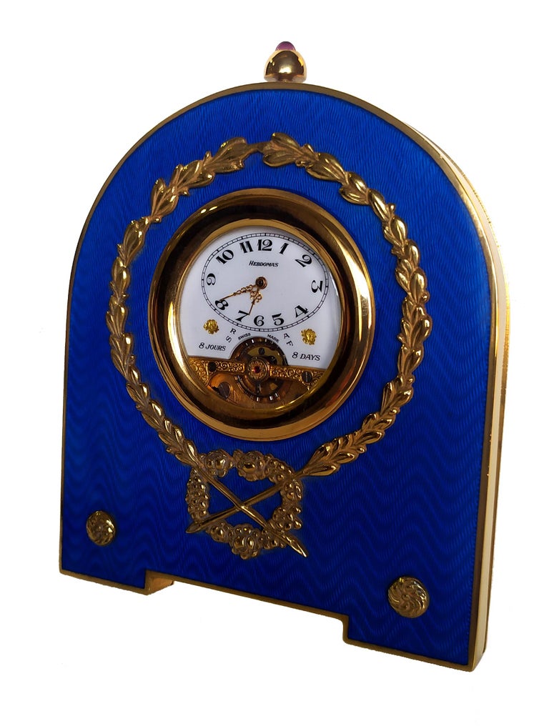 Late 20th Century Salimbeni Shaped Blue Table Clock Empire Style For Sale
