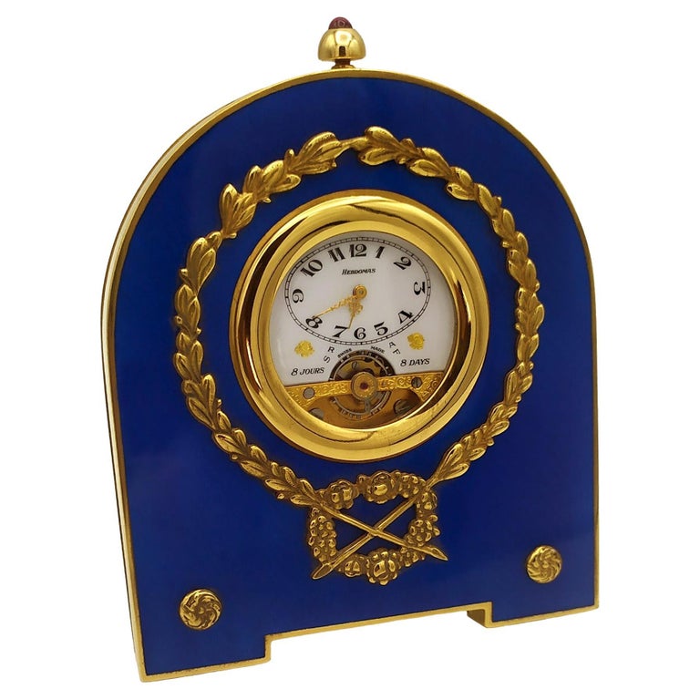Salimbeni Shaped Blue Table Clock Empire Style For Sale