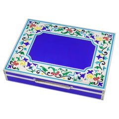 Salimbeni Sterling Silver Box with Fired Enamelled Miniatures and Hand-Engraved 
