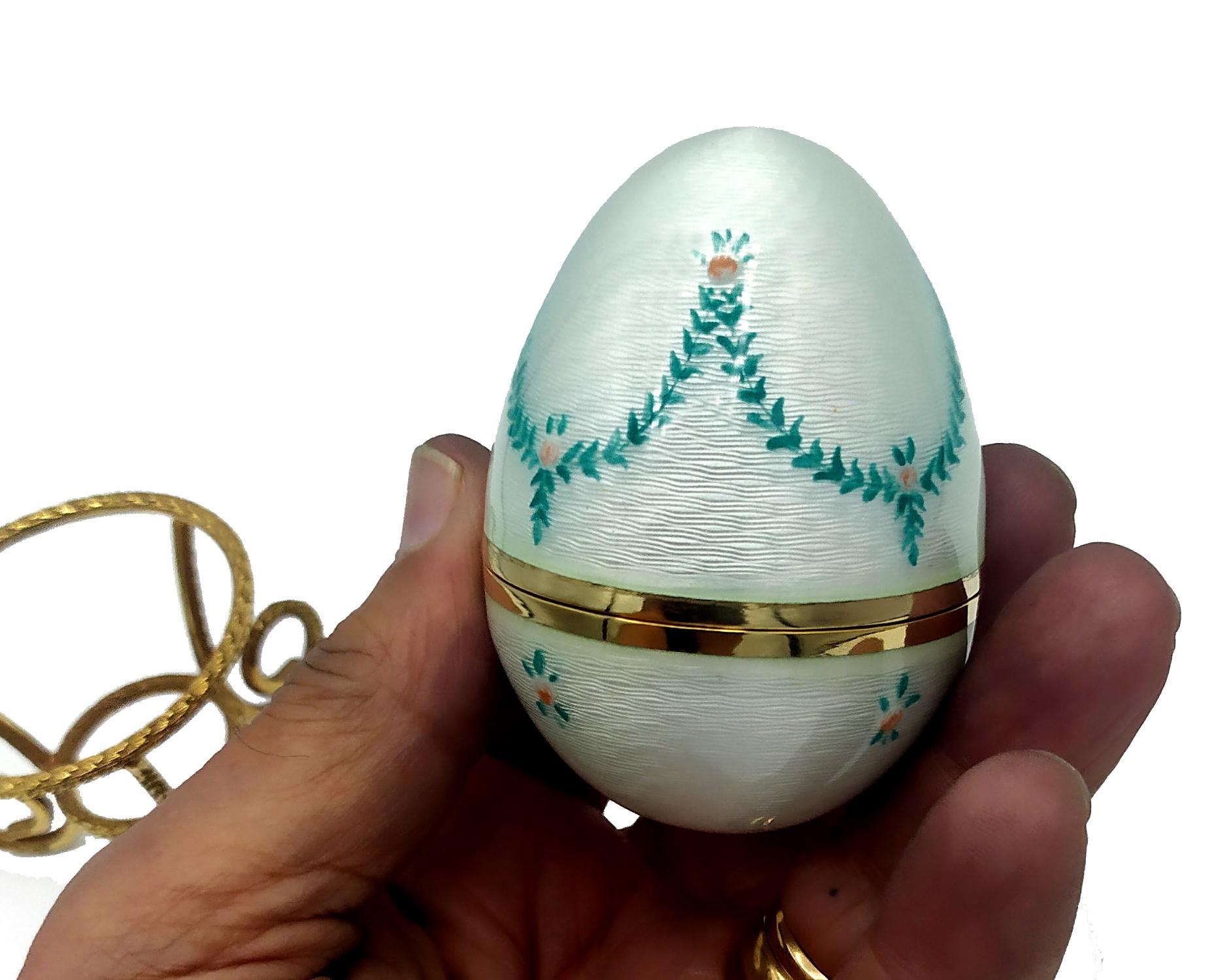 Hand-Carved Salimbeni White Egg Fired Enamel on Guilloché