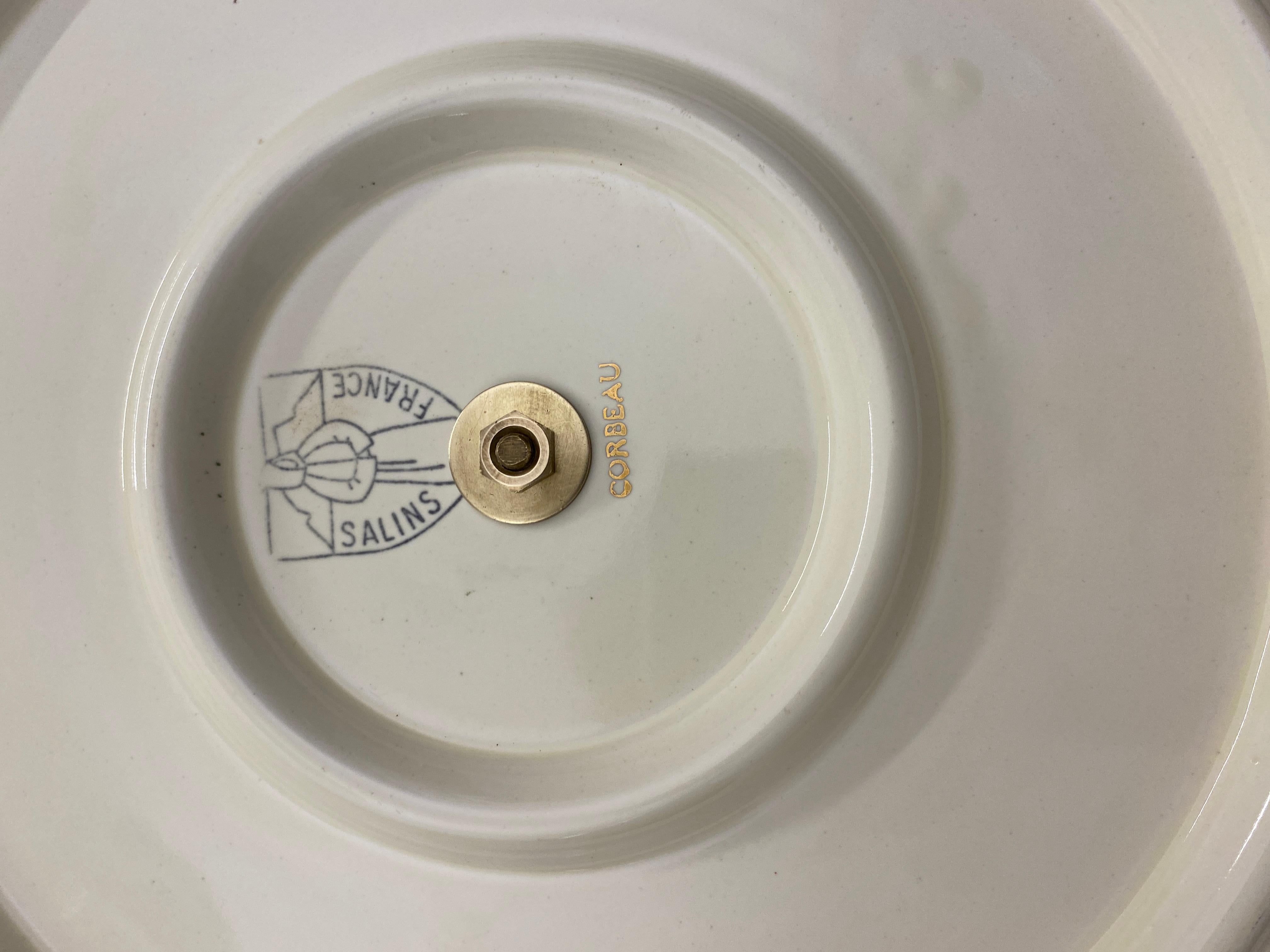 Poterie Plat à fromage en céramique et faïence de Salins signé