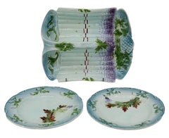 Salins-lès-Bains Raro set di asparagi in maiolica francese, fine XIX secolo.