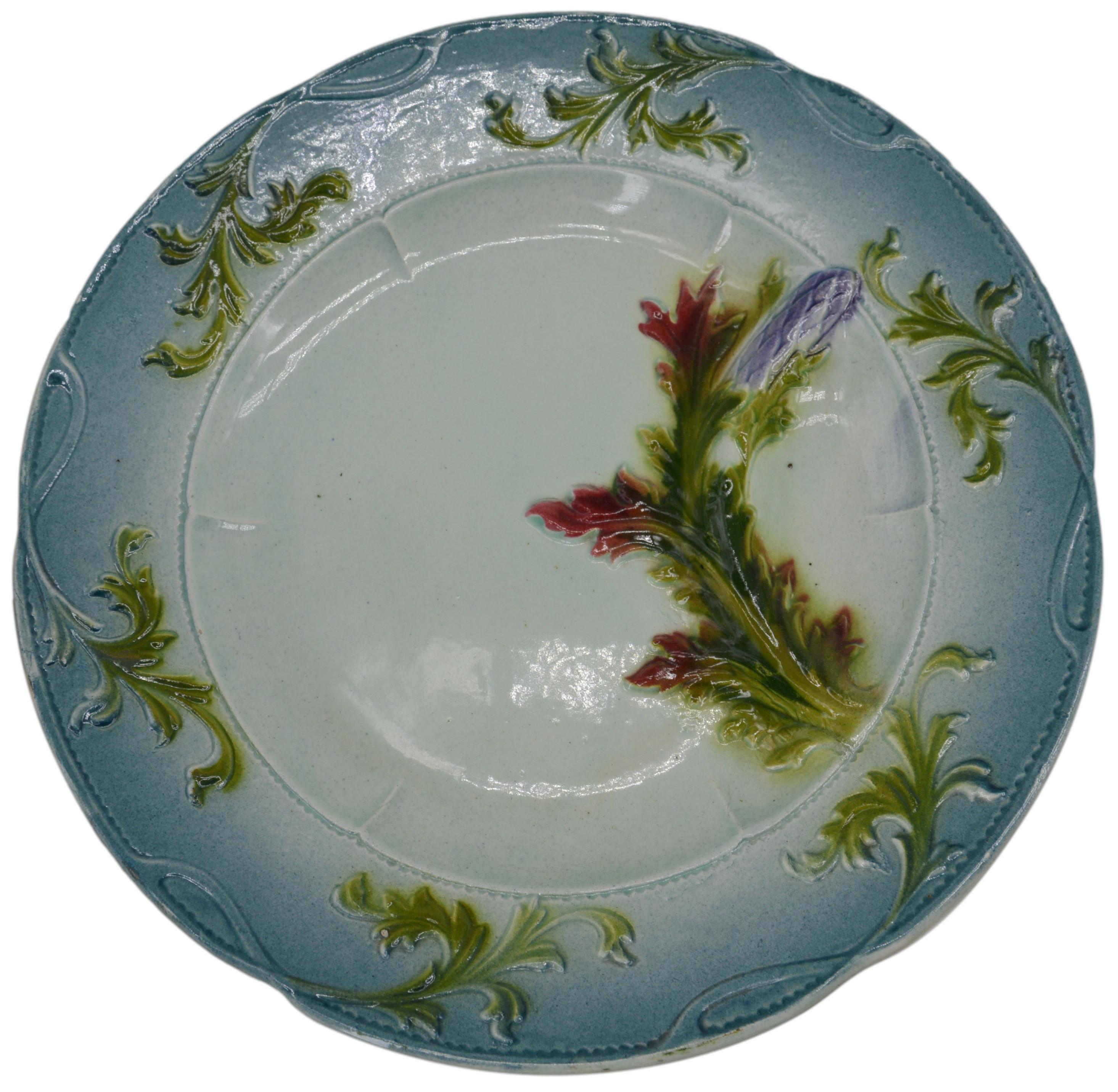 XIXe siècle Salins-lès-Bains Rare service à asperges en céramique d'art française, fin du C.I.C. en vente