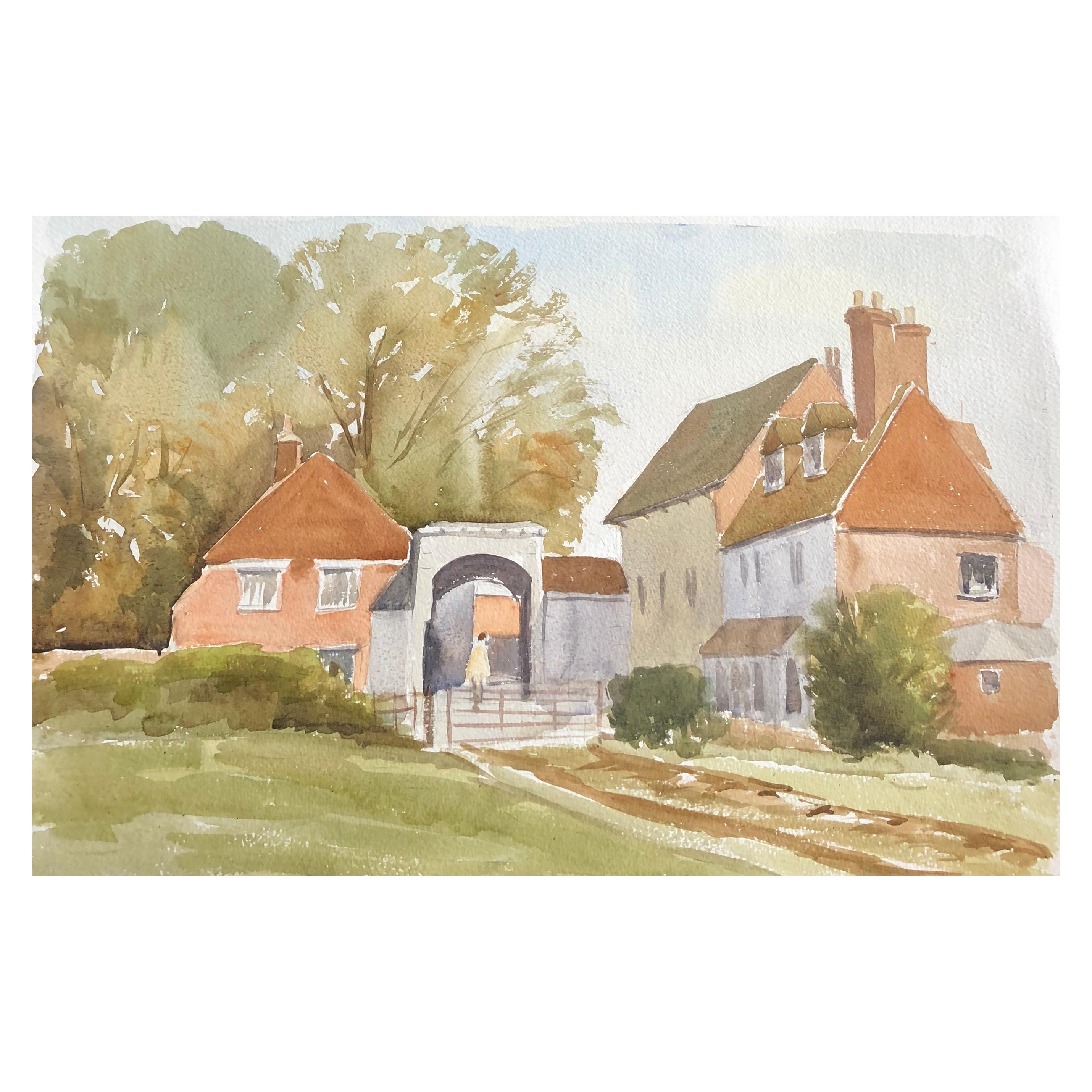 Salisbury with Arch, peinture à l'aquarelle britannique d'origine