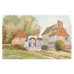 Salisbury mit Bogen, britisches Original-Aquarellgemälde