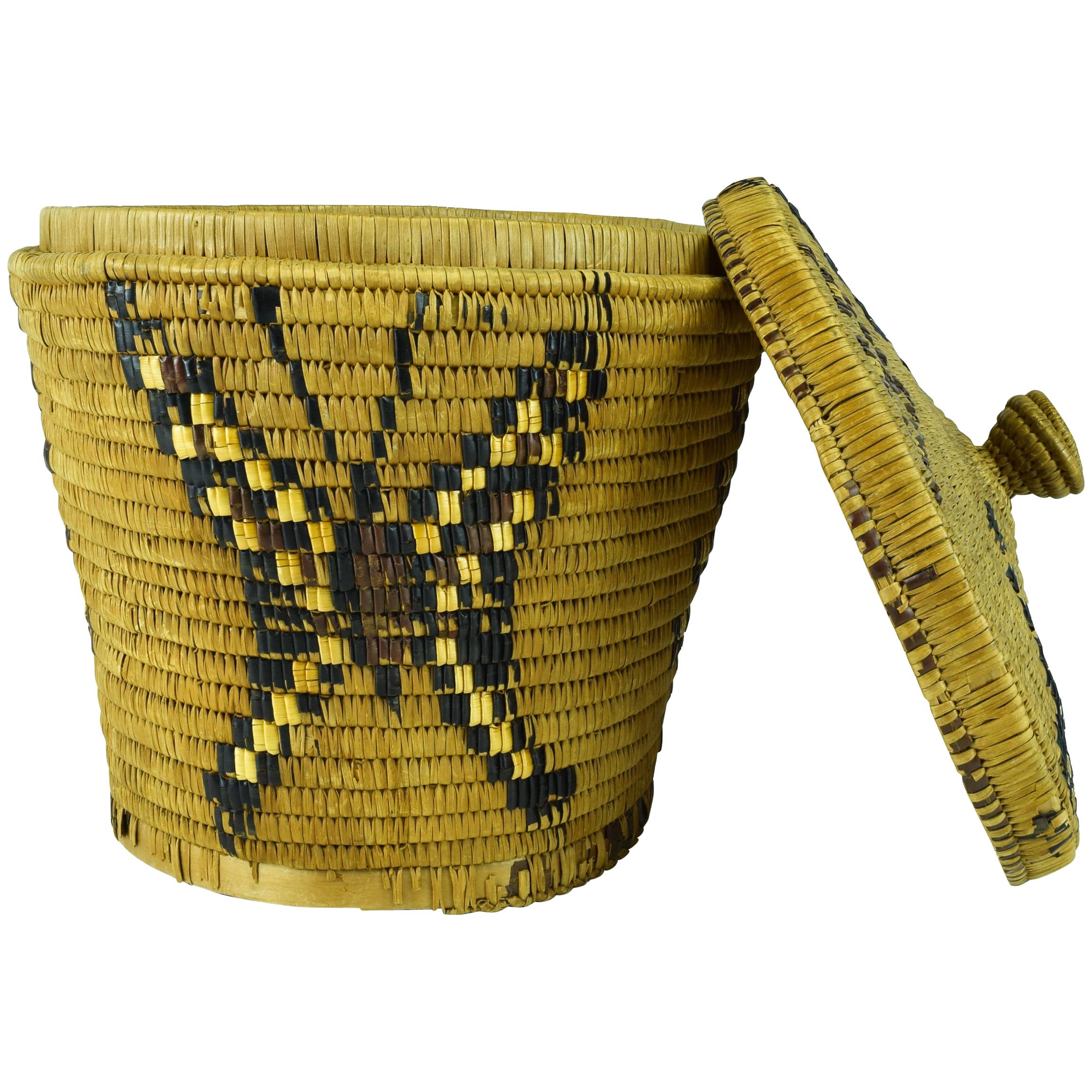 Native American Lidded Basket, Tlingit 'Pacific Northwest Coast