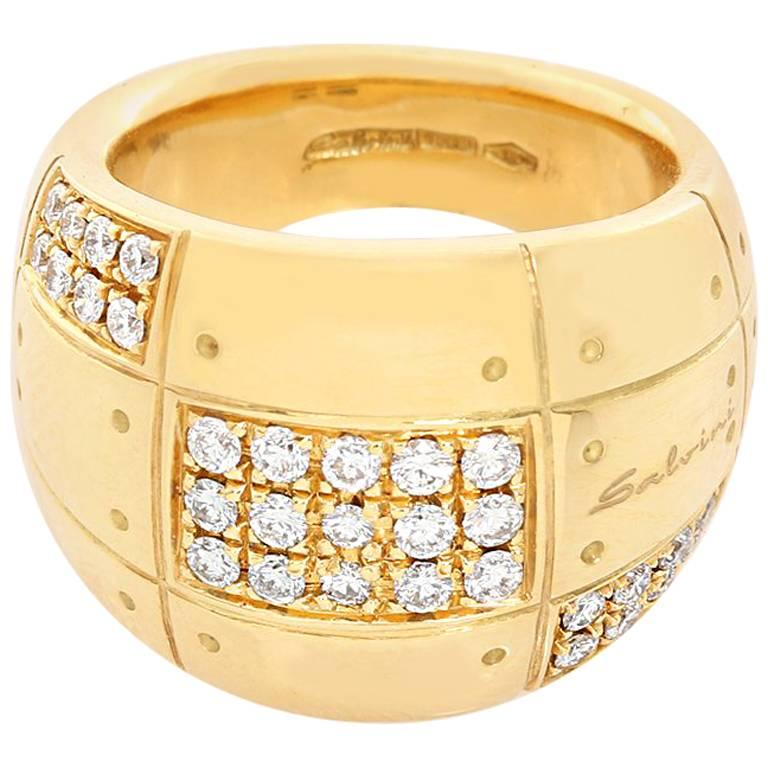 Salivini Wide 18 Karat Yellow Gold Ring For Sale