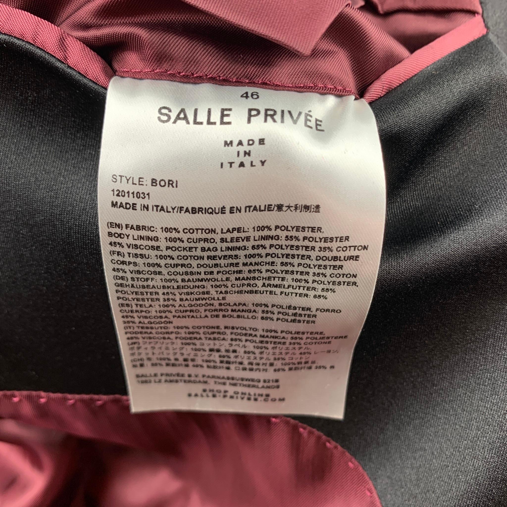 SALLE PRIVEE Size 36 Burgundy Velvet Shawl Collar Sport Coat In Good Condition In San Francisco, CA