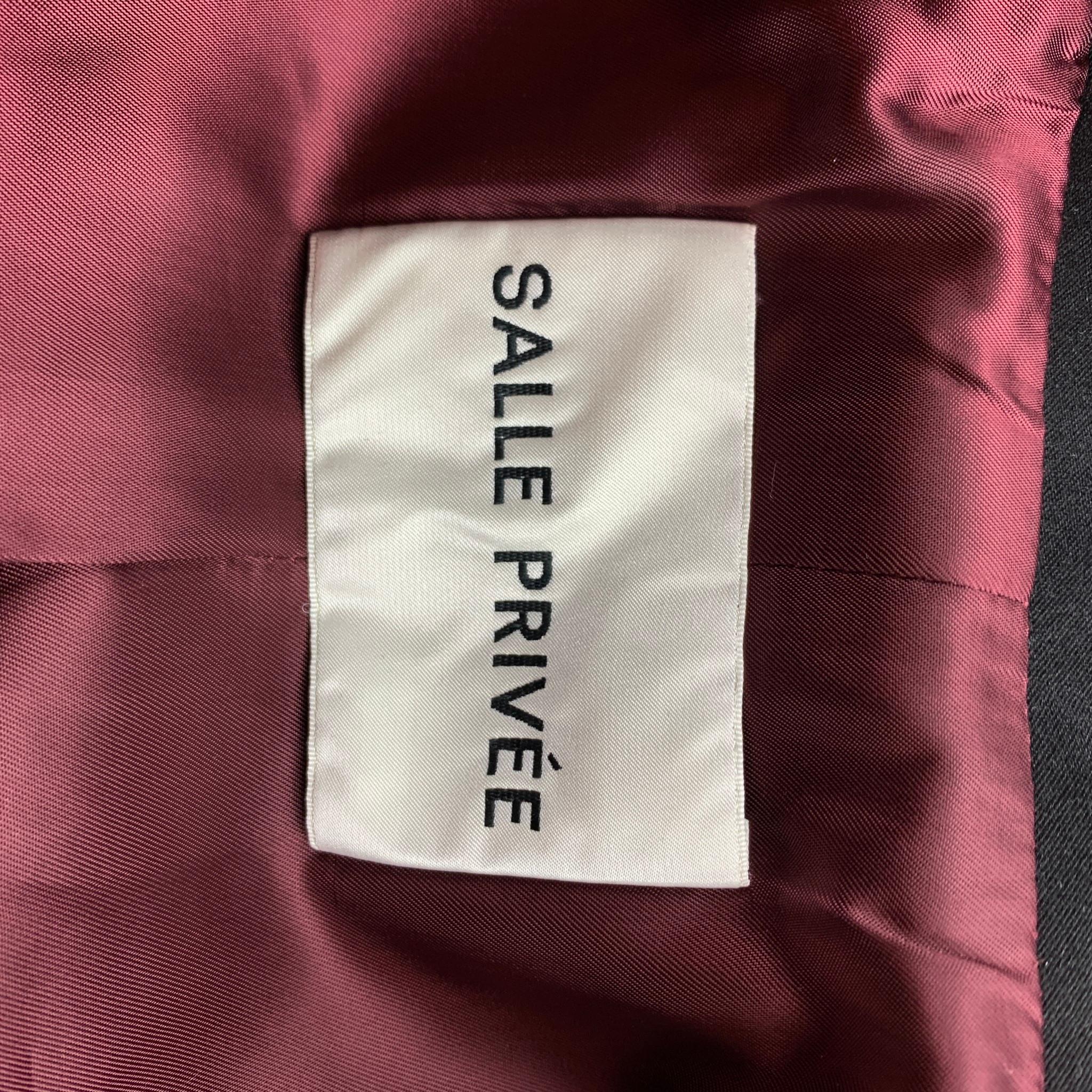 Men's SALLE PRIVEE Size 36 Burgundy Velvet Shawl Collar Sport Coat