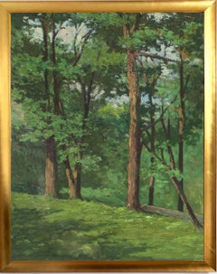 Antique American Oil Painting Landscape Female Rare 19th Century New York Jersey