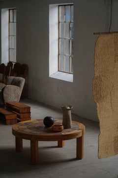 Sallingboe, Danish Design, Large Round Coffee Table in Pine & Ceramic, 1970s