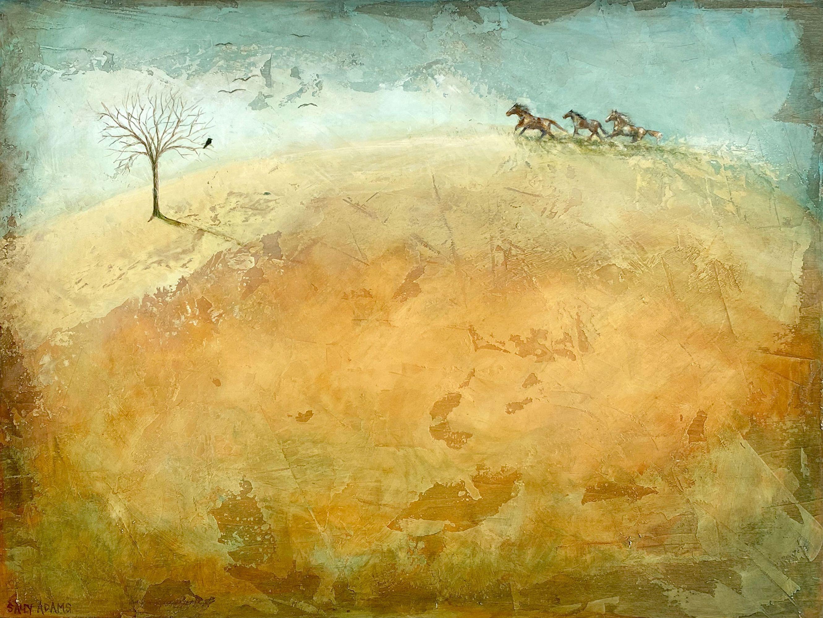 Sally Adams Animal Painting - Autumn Memory, Painting, Acrylic on Wood Panel