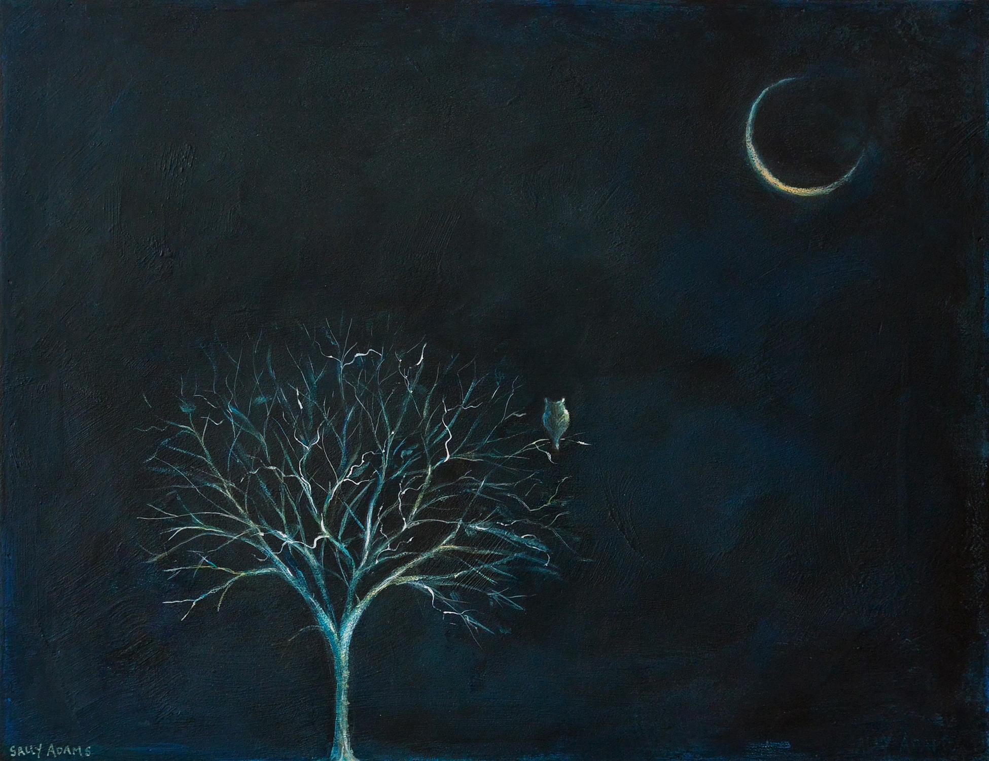Sally Adams Landscape Painting - Night Owl, Original Painting