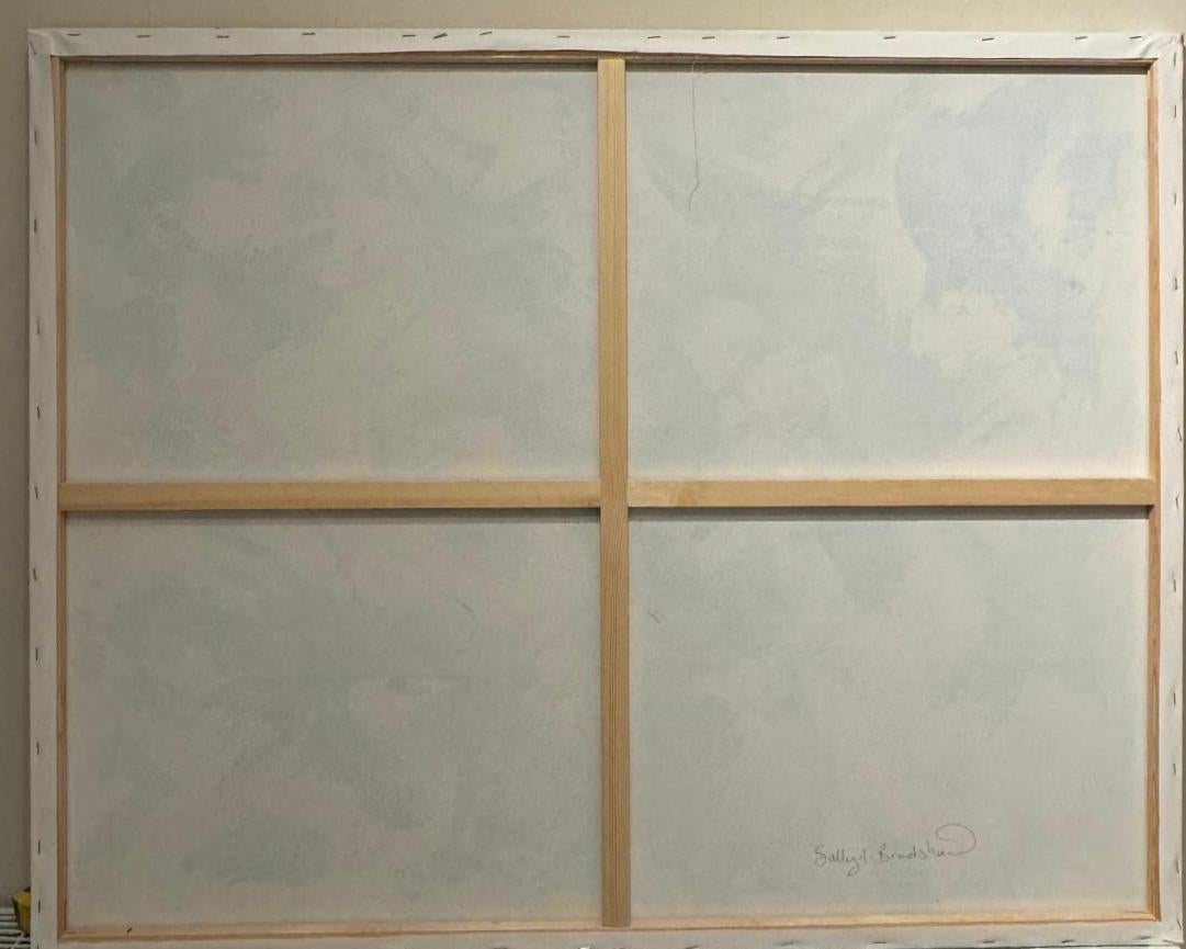 Pintura Abstracta Británica Contemporánea Pinceladas Atrevidas en Azul Cerceta y Amarillo en venta 7