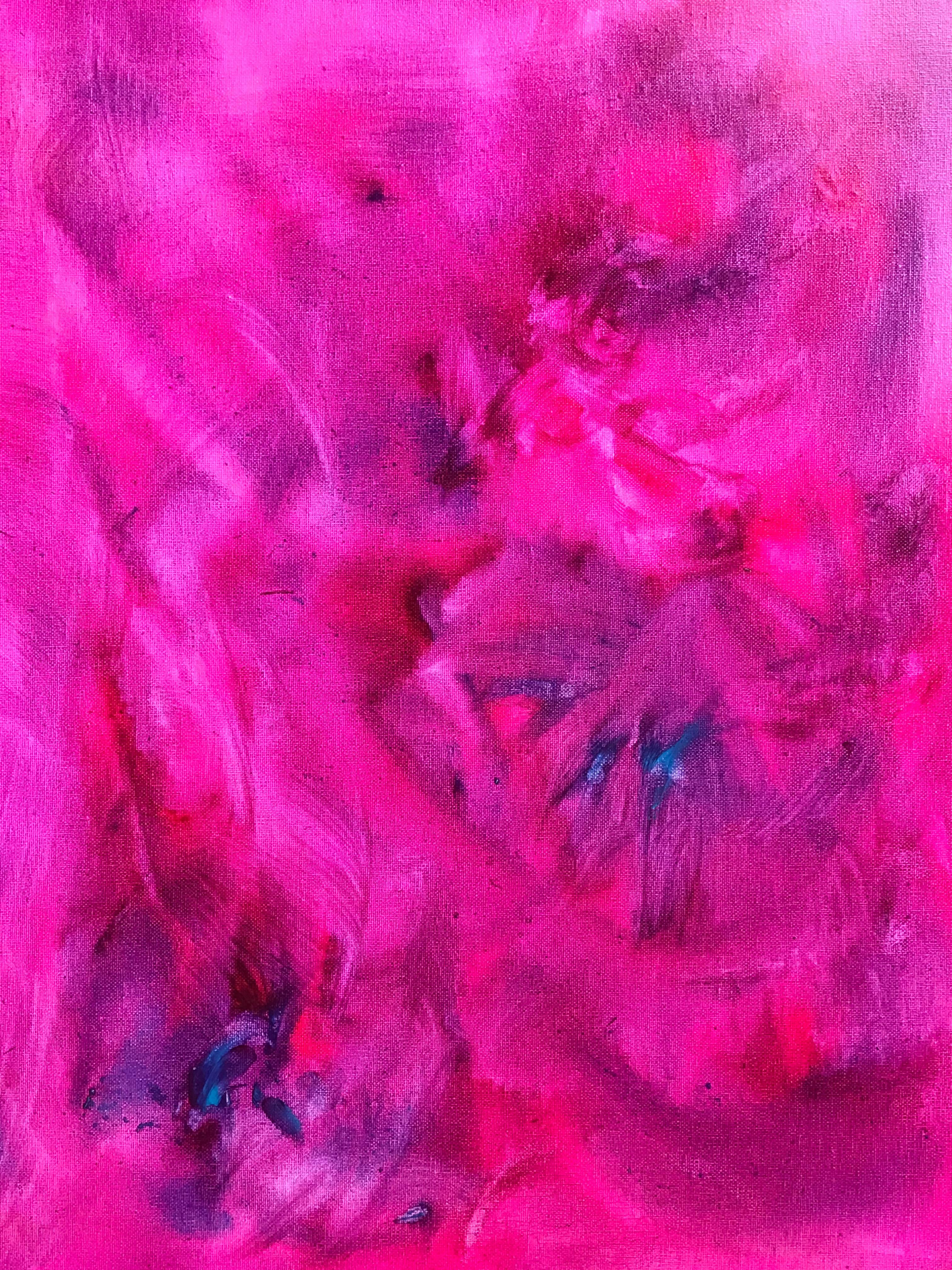 Fuscia Pittura astratta britannica - Painting di Sally Bradshaw