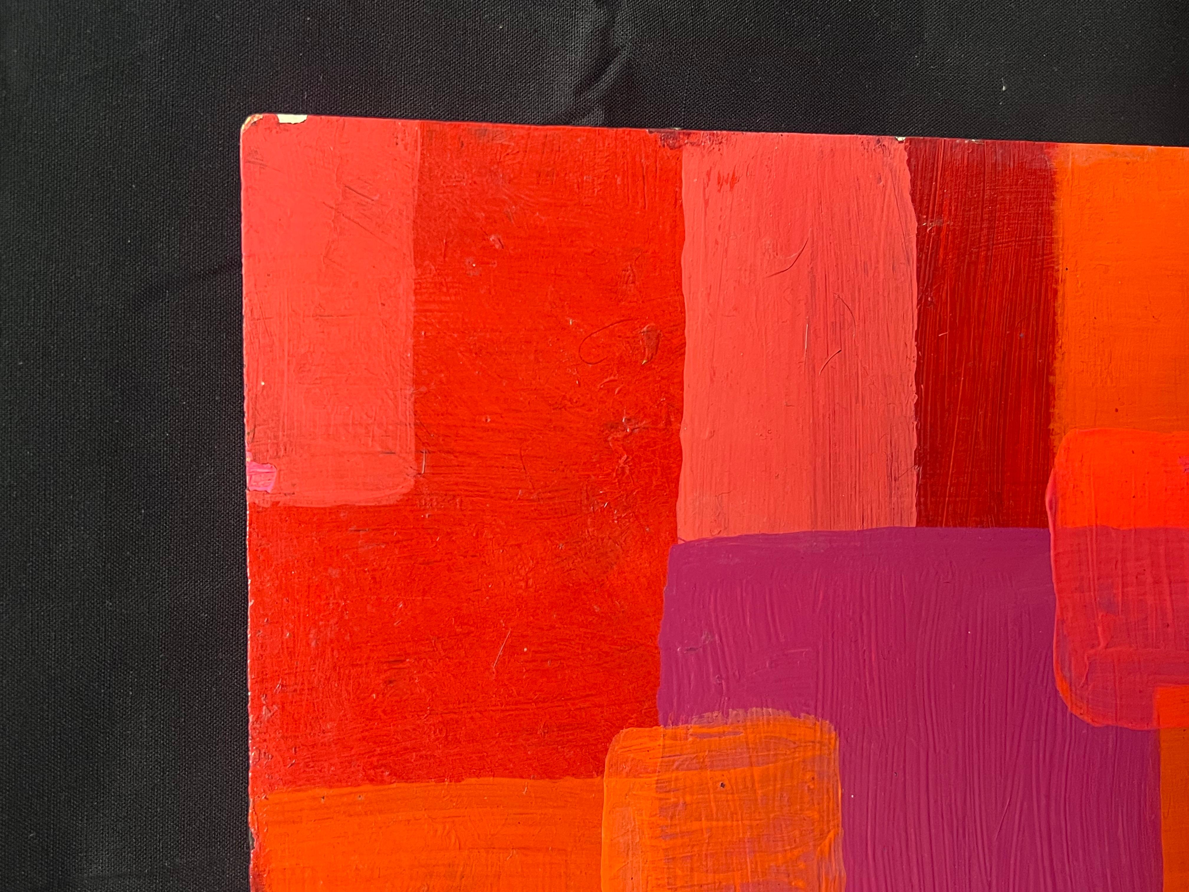 Rosa Rossa Pittura cubista astratta britannica contemporanea - Painting Espressionismo astratto di Sally Bradshaw