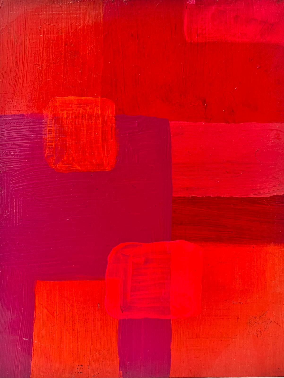 Sally Bradshaw Abstract Painting - Pink Red Cubist Abstract British Contemporary Painting