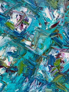 SALLY BRADSHAW (b.1962) CONTEMPORARY ABSTRACT BRITISH PAINTING - BLUE & GREEN