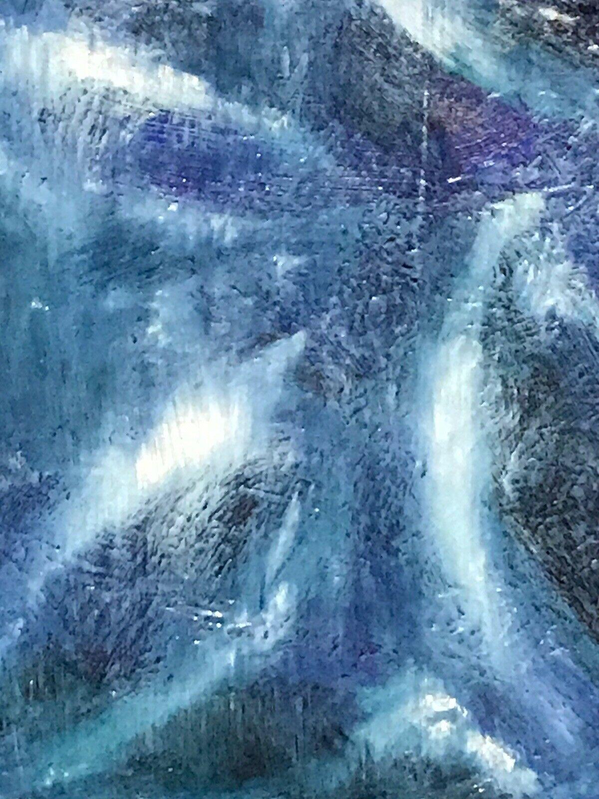 SALLY BRADSHAW (né en 1962), peinture abstraite marocaine contemporaine - bleus et blancs - Bleu Abstract Painting par Sally Bradshaw