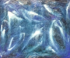 SALLY BRADSHAW (né en 1962), peinture abstraite marocaine contemporaine - bleus et blancs