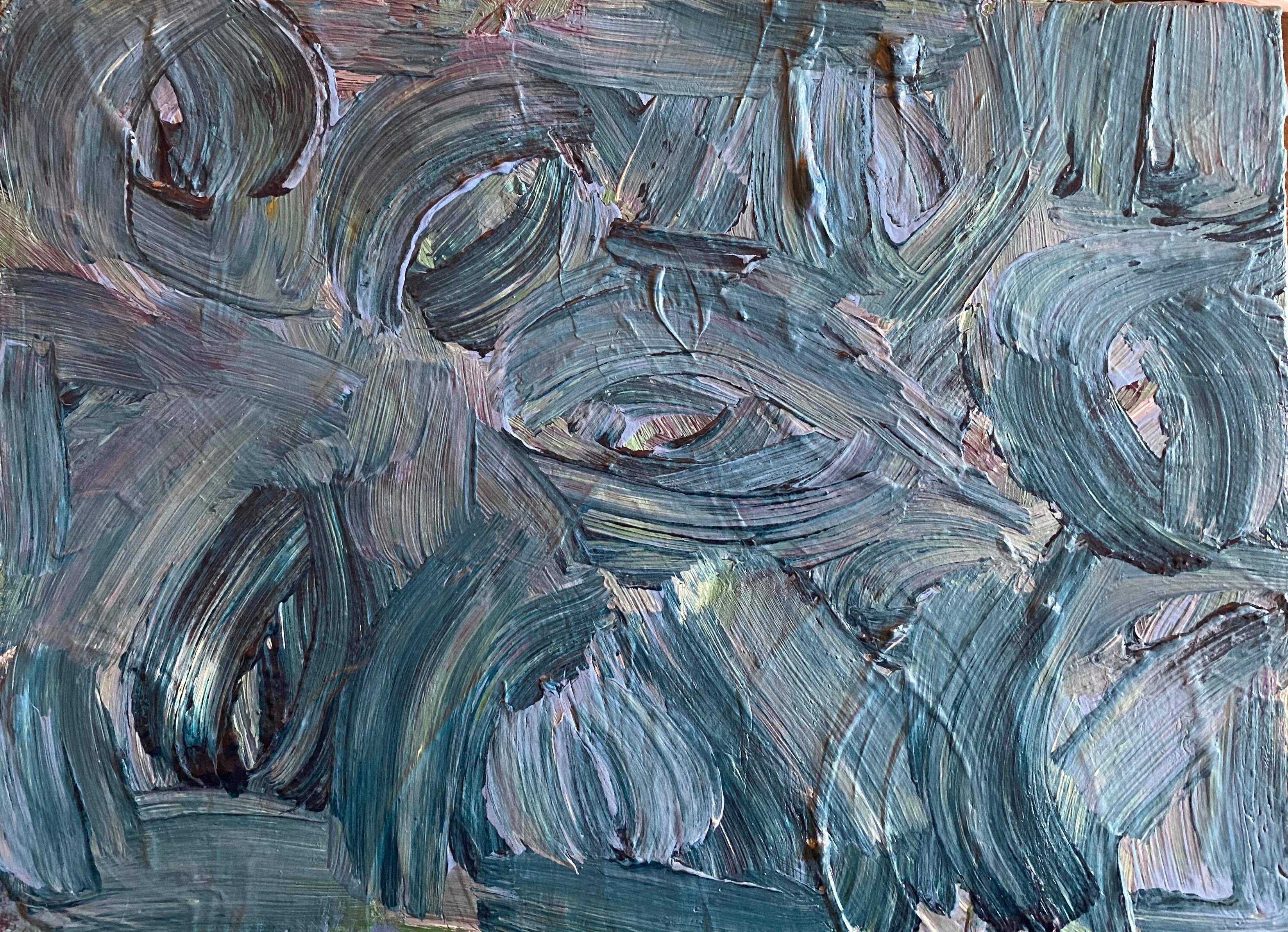 Sally Bradshaw Abstract Painting - SALLY BRADSHAW (b.1962) CONTEMPORARY ABSTRACT BRITISH PAINTING - ELEGANT BLUES