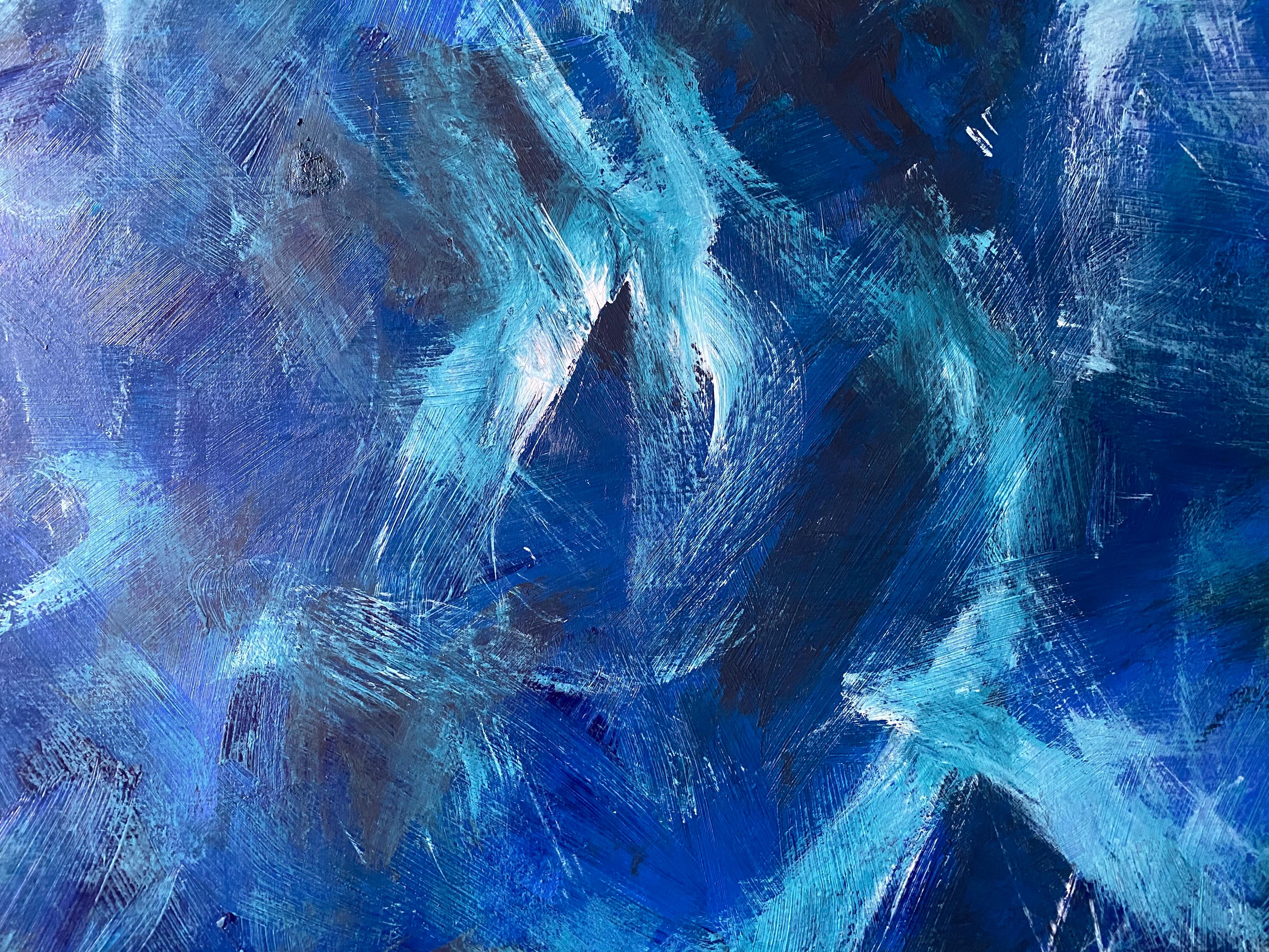 SALLY BRADSHAW (nata nel 1962) PITTURA BRITANNICA ASSTRATTA CONTEMPORANEA - BLU ESPLOSIVO - Abstract Painting Blu di Sally Bradshaw