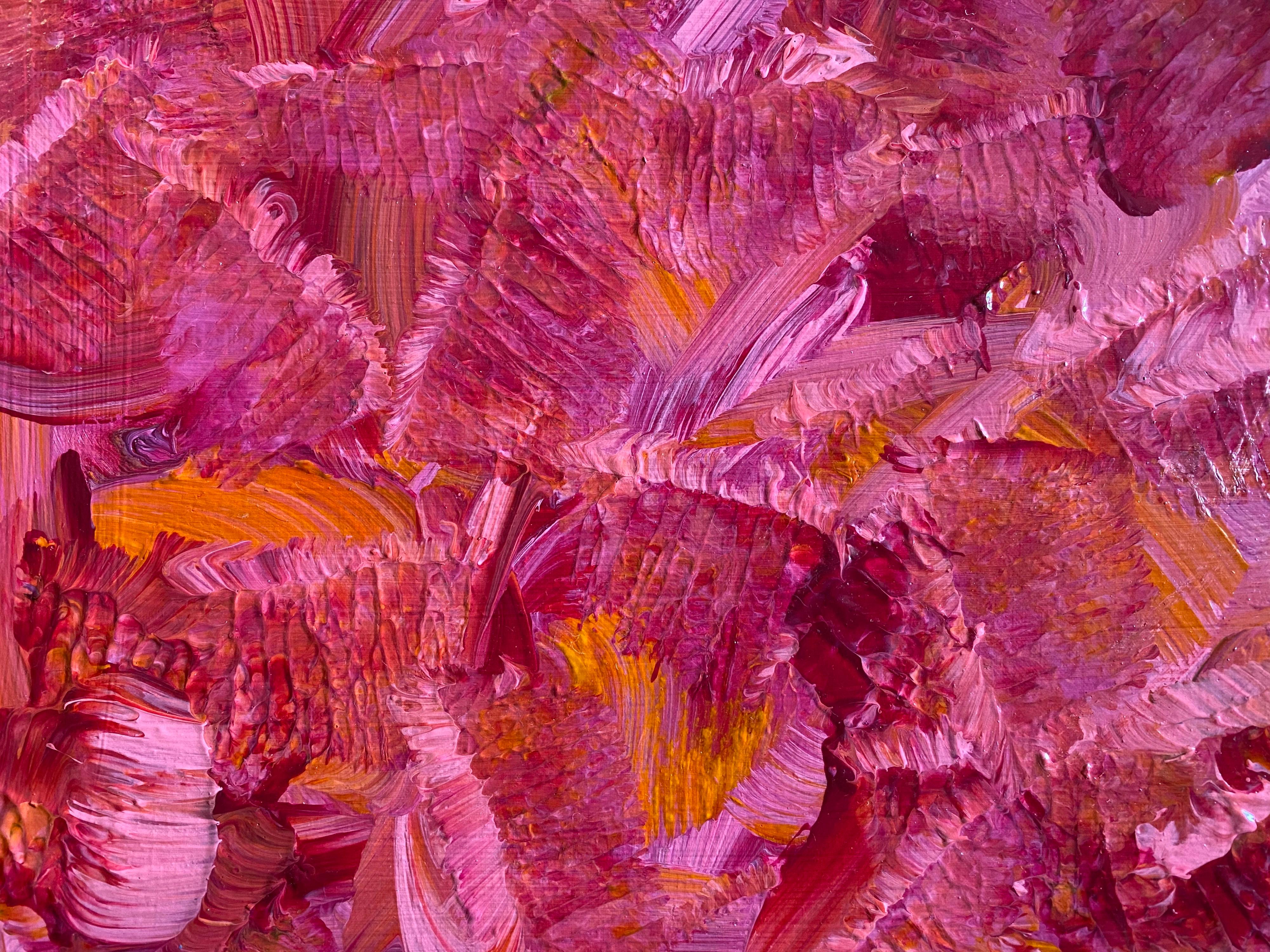 SALLY BRADSHAW (b.1962) CONTEMPORARY ABSTRACT BRITISH PAINTING - PINKS - Abstract Expressionist Painting by Sally Bradshaw
