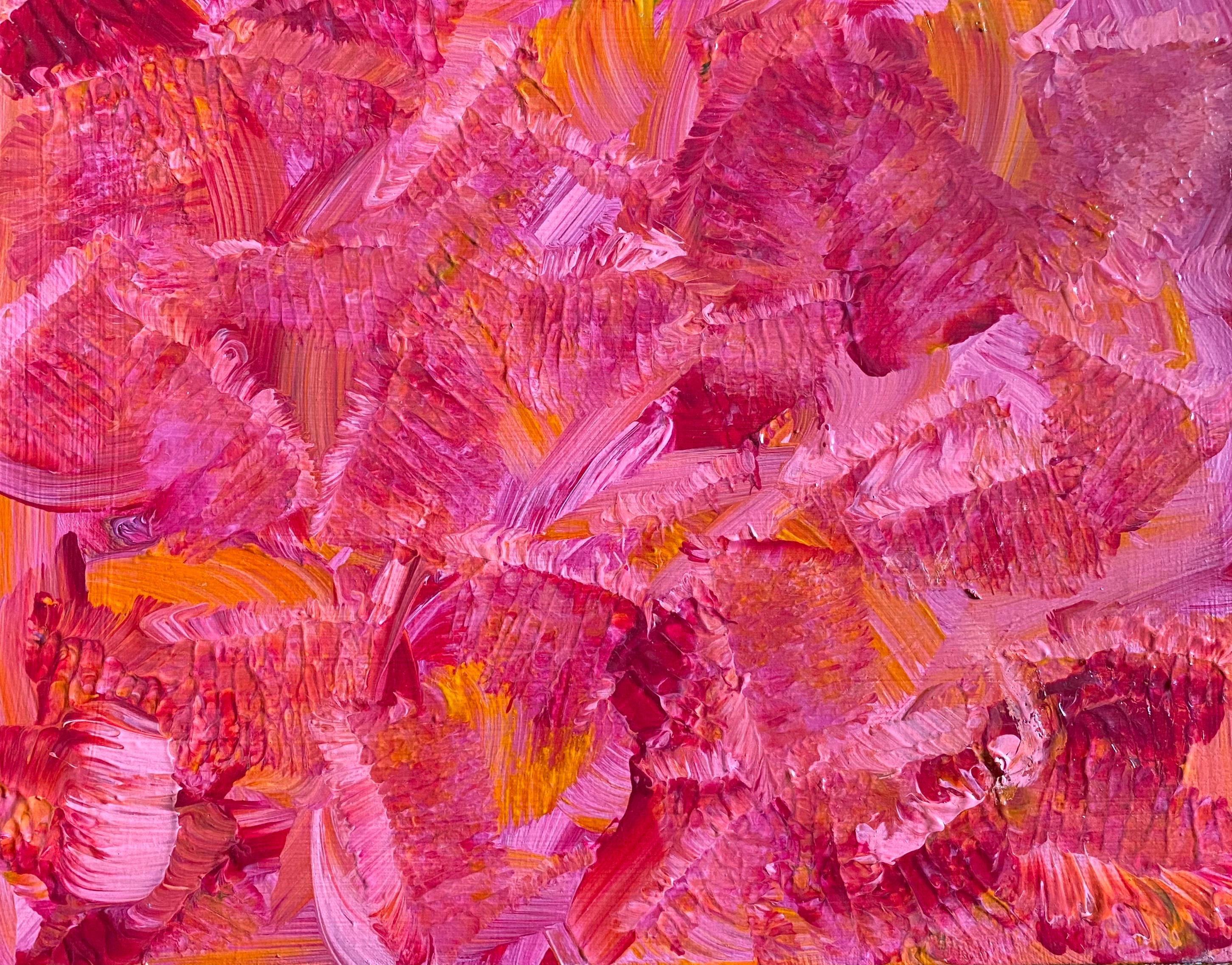 Sally Bradshaw Abstract Painting - SALLY BRADSHAW (b.1962) CONTEMPORARY ABSTRACT BRITISH PAINTING - PINKS