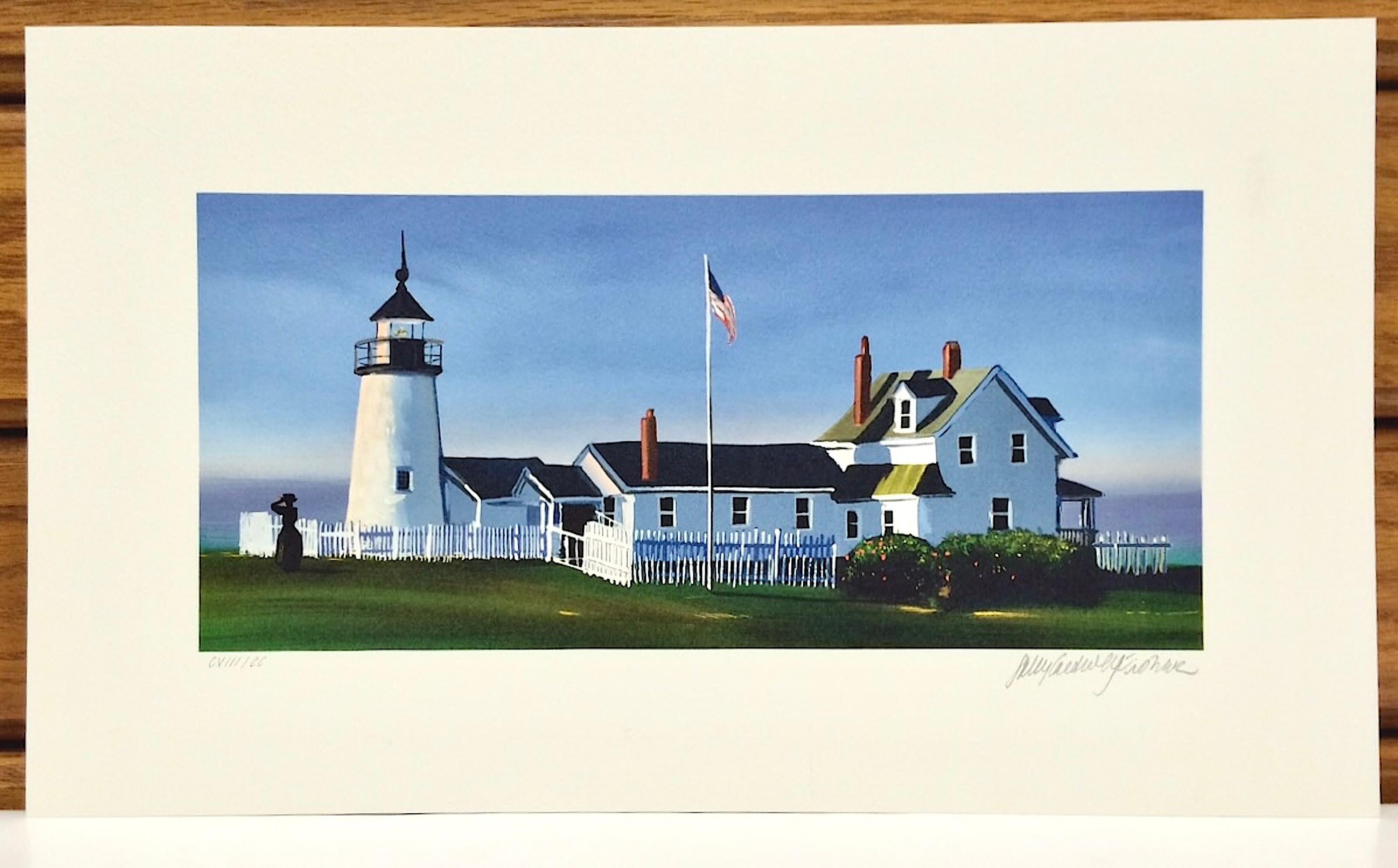 PEMAQUID LIGHT Signed Lithograph, Historic Lighthouse Landscape, New England For Sale 1