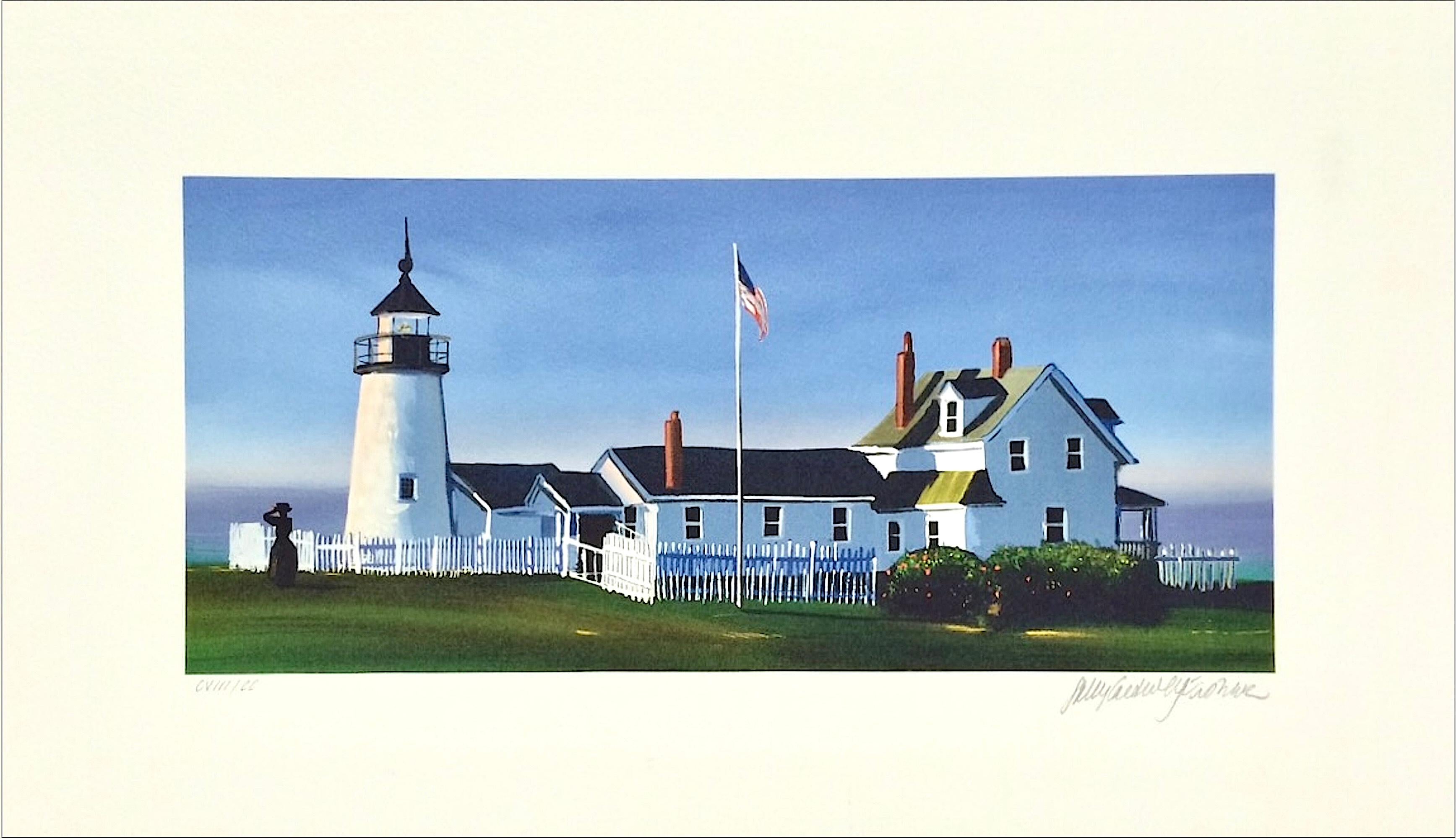 PEMAQUID LIGHT Signed Lithograph, Historic Lighthouse Landscape, New England