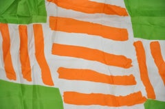 Sally Gee Neon Green & Tangerine "Candy Cane" Silk Scarf