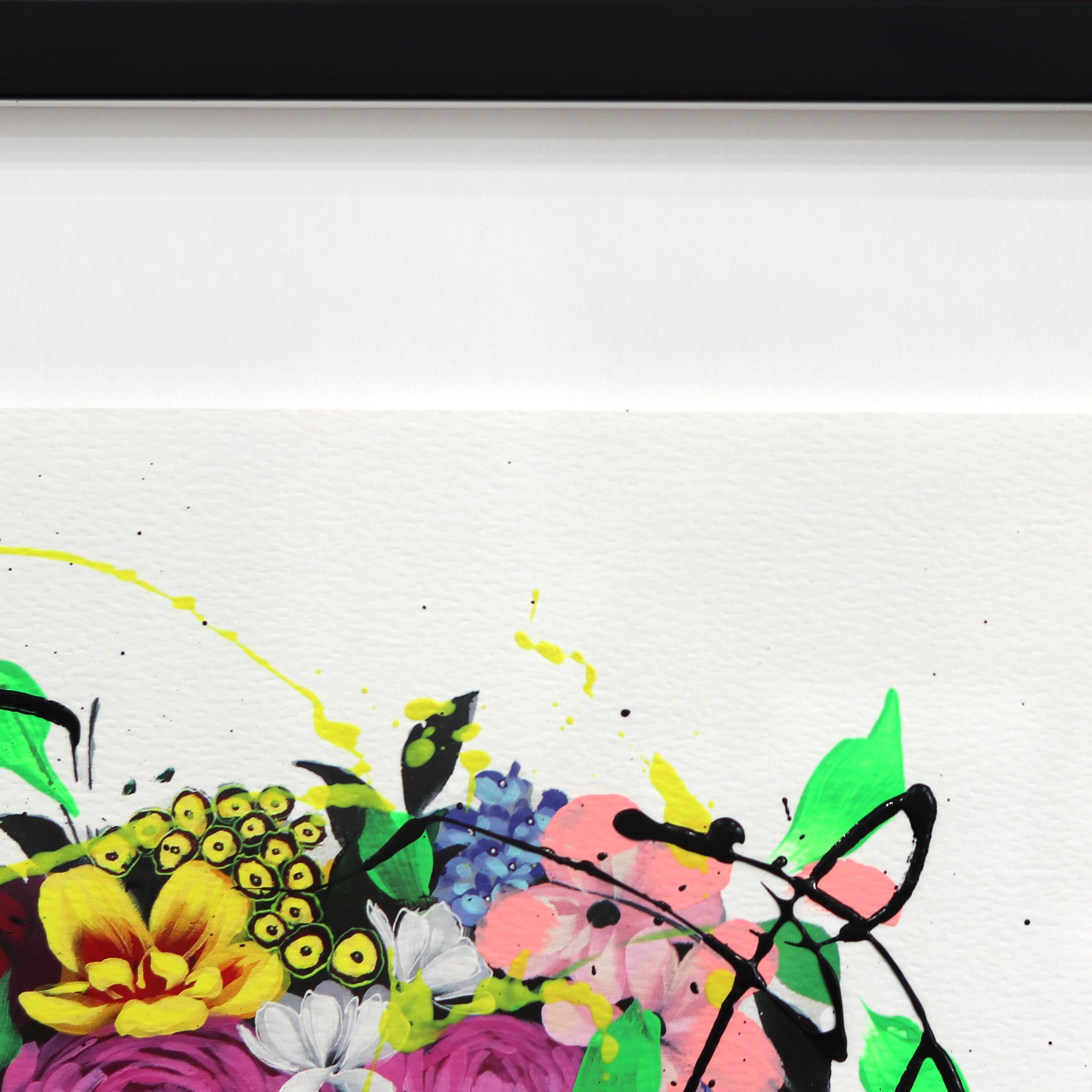 El Jardín de Kelly I - Obra de Arte Original en Papel de Sally K, Floral Vibrante y Colorido en venta 2