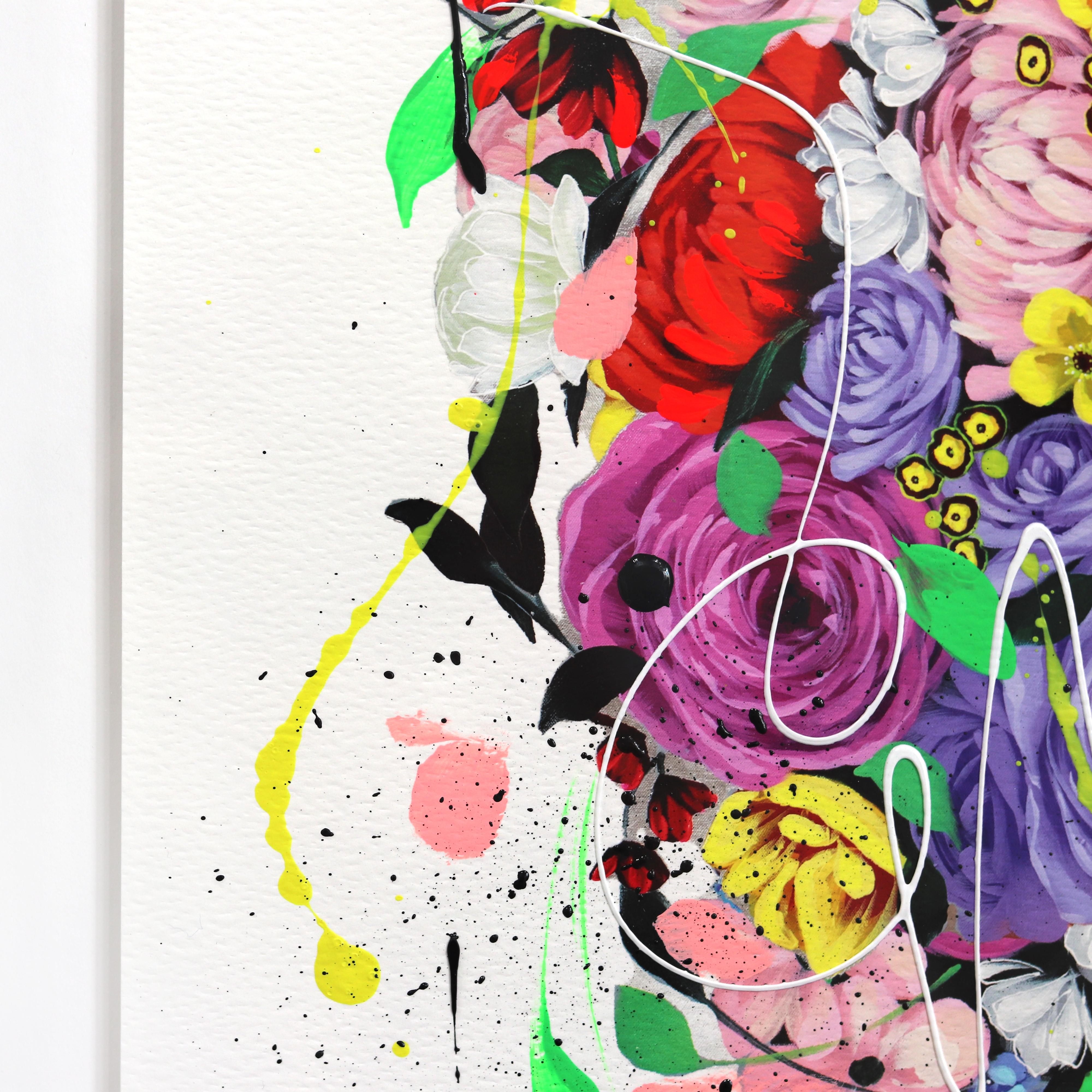 El Jardín de Kelly I - Obra de Arte Original en Papel de Sally K, Floral Vibrante y Colorido en venta 4