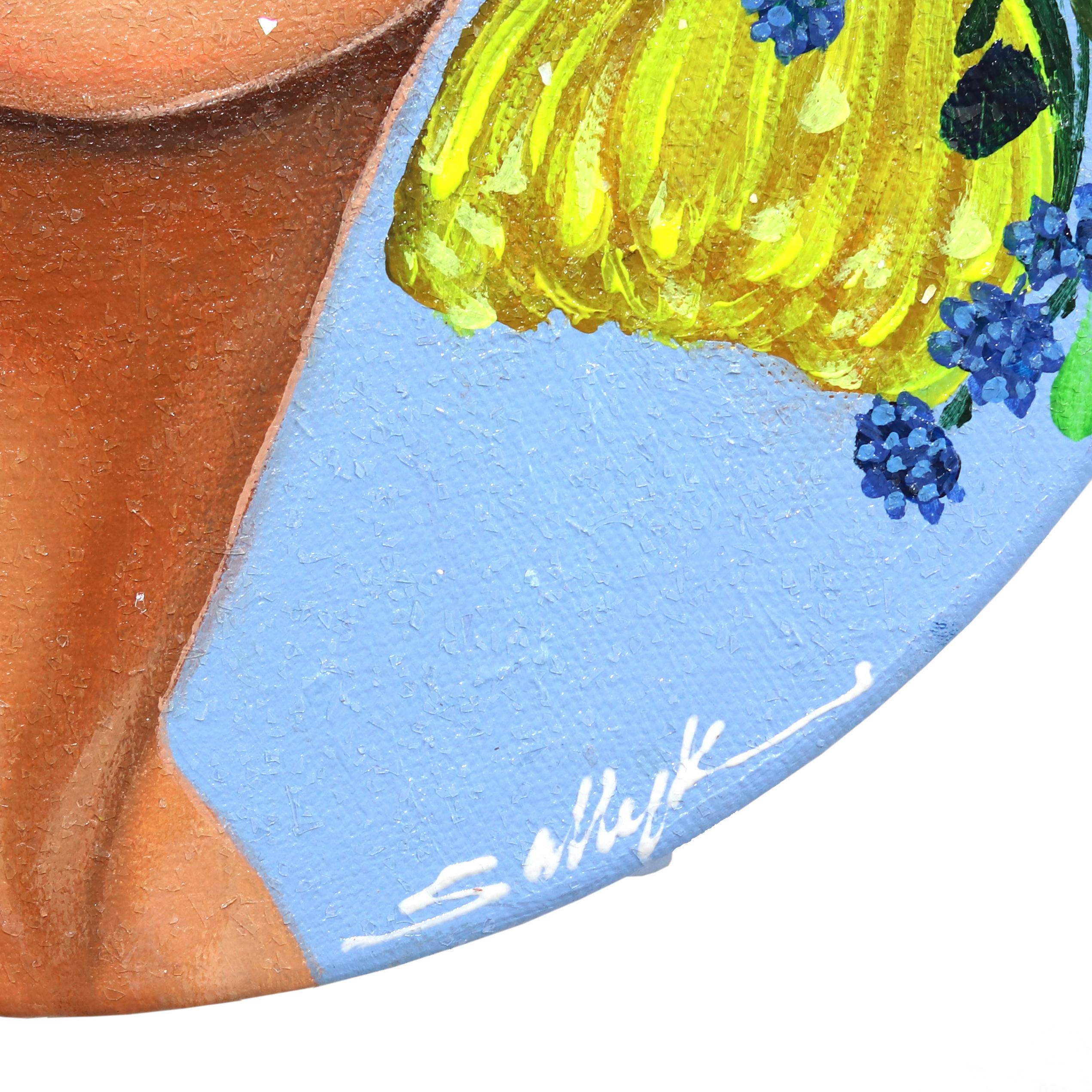 Leonna  -  Obra de Arte Figurativa Original Floral Circular Sally K en venta 7